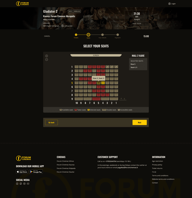 Seat selection with hover state