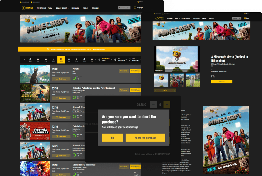 Current Forum Cinemas website design