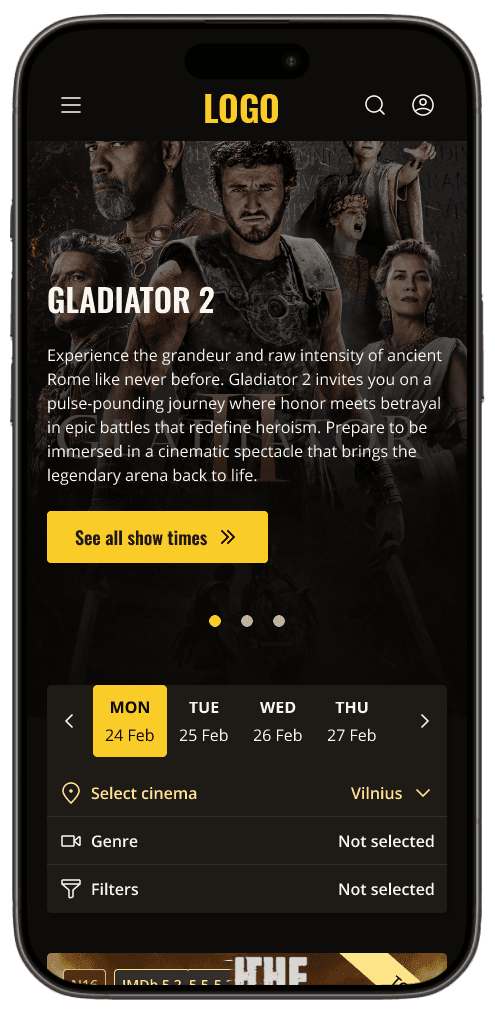 Mobile homepage view