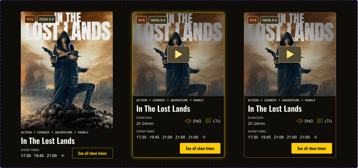 Movie card component showing poster and details
