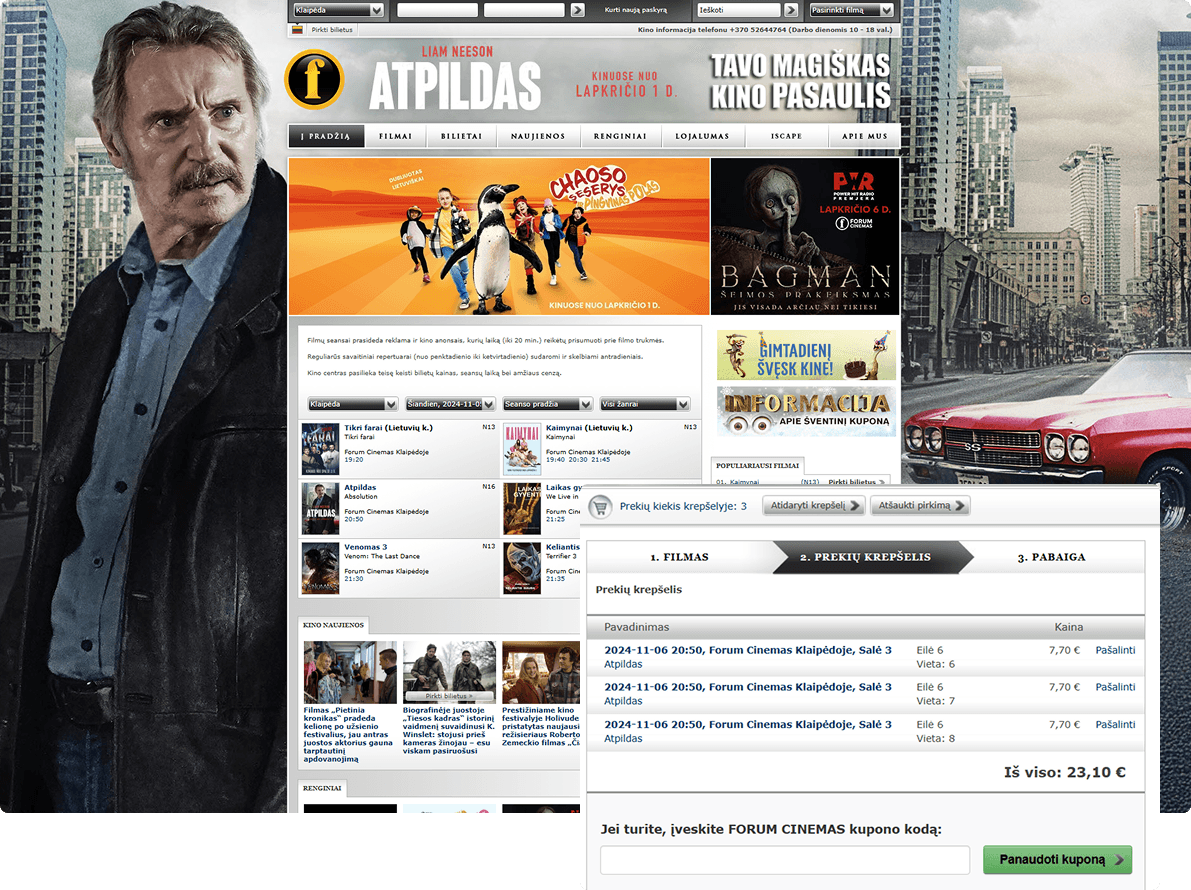 Old Forum Cinemas website design